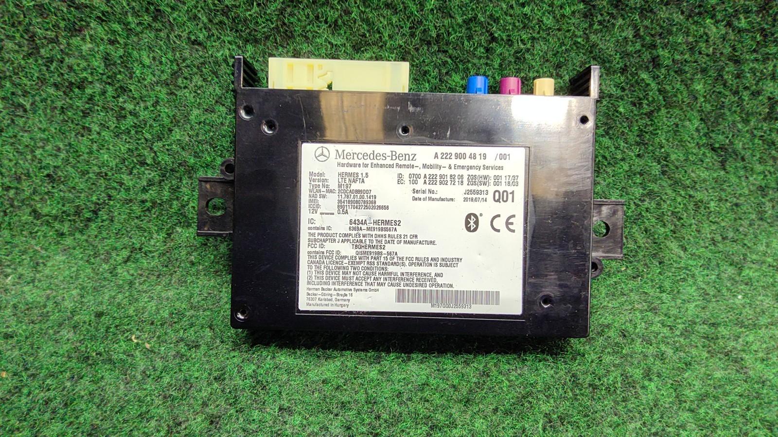 2015-2018 Mercedes Benz C300 Emergency Call Control Unit OEM A2229004819